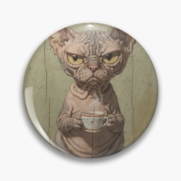 Item preview, Sphynx Cat Glaring Over a Steaming Teacup designed and sold by PictorialWhimsy.