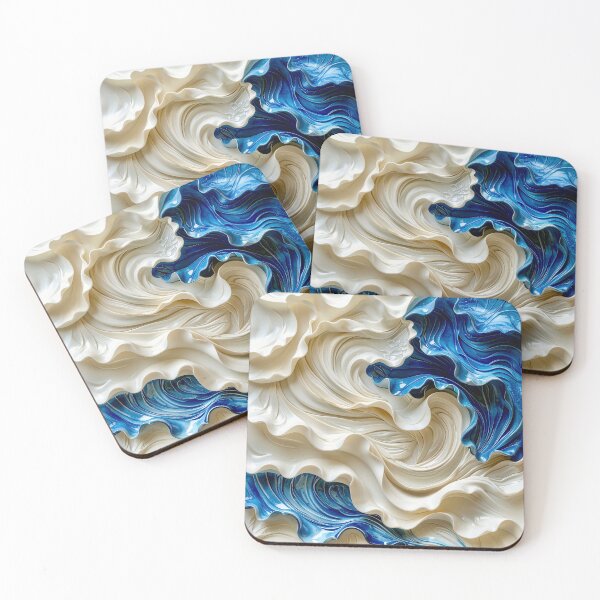 Item preview, Sculptural Sapphire and Cream Geometric Relief designed and sold by Vicky Brago-Mitchell®.