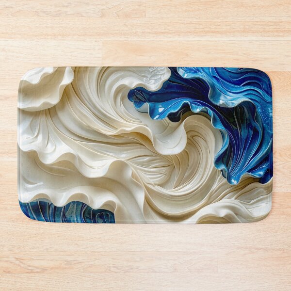 Item preview, Sculptural Sapphire and Cream Geometric Relief designed and sold by Vicky Brago-Mitchell®.