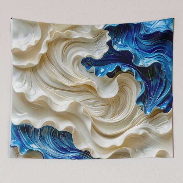 Item preview, Sculptural Sapphire and Cream Geometric Relief designed and sold by Vicky Brago-Mitchell®.
