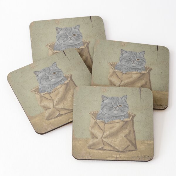 Item preview, British Shorthair Sulking Inside a Paper Bag designed and sold by PictorialWhimsy.