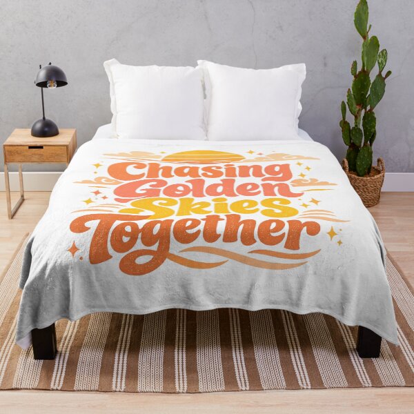 Item preview, Chasing Golden Skies Together Sunset Quote Retro Positive Typography Art designed and sold by inkoutninja.