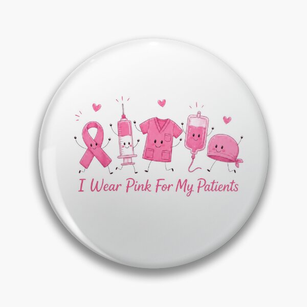 Item preview, Breast Cancer Awareness Nurse Shirt, Pink Ribbon Medical Doodle Tee, I Wear Pink For My Patients designed and sold by flory-baff-mint.