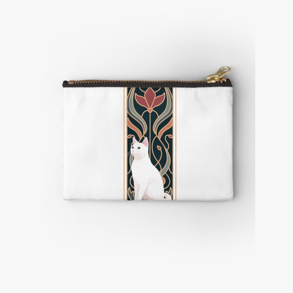 Item preview, white cat art nouveau designed and sold by Strangestory.