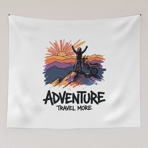 Item preview, Motorcycle Mountain Sunrise Adventure Art Print designed and sold by Merch by Das Design Studio.