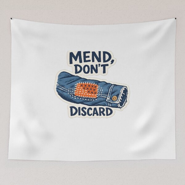 Item preview, Mend Don't Discard Visible Mending Slow Fashion T-Shirt designed and sold by Naviora.