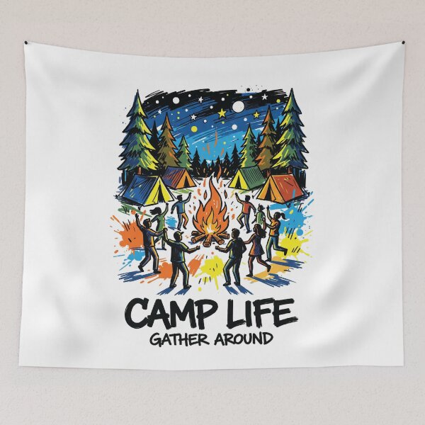 Item preview, Campfire Friends Bonfire Adventure Art Print designed and sold by Merch by Das Design Studio.