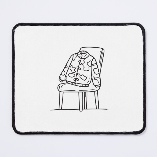 Item preview, doodle illustration of a camouflage coat hanging over doodle illustration of a chair designed and sold by rasagamastore.