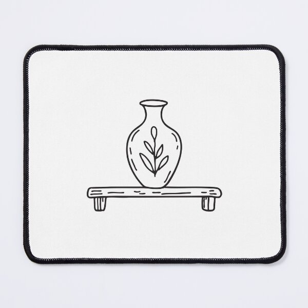 Item preview, doodle illustration of a pottery vase positioned on doodle illustration of a short shelf designed and sold by rasagamastore.