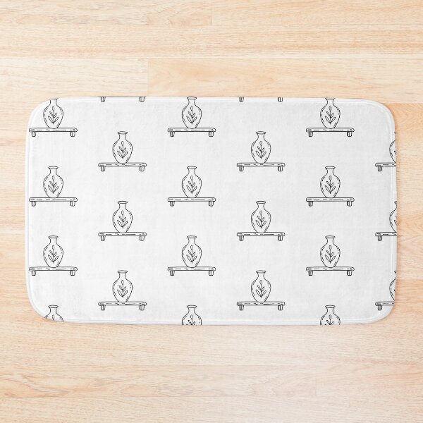 Item preview, doodle illustration of a pottery vase positioned on doodle illustration of a short shelf designed and sold by rasagamastore.