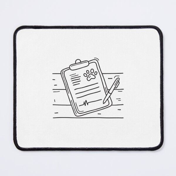 Item preview, doodle illustration of a clipboard holding veterinary charts on doodle illustration of a desk designed and sold by rasagamastore.