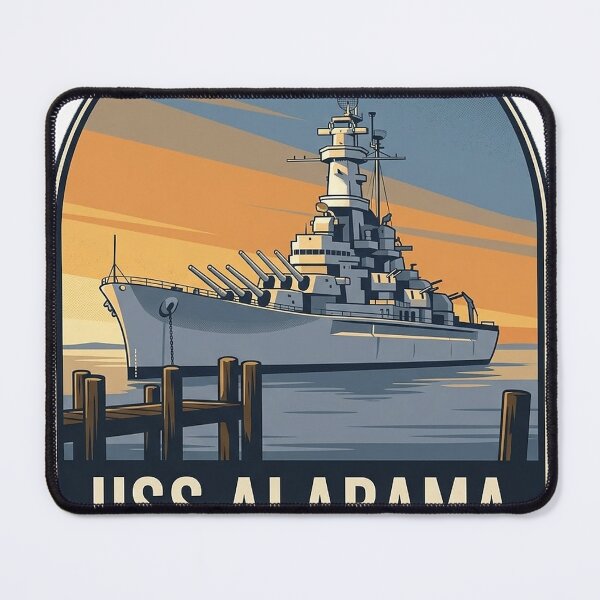 Item preview, USS Alabama Battleship Broadside Vintage Travel Badge Sticker designed and sold by DetourDgn.
