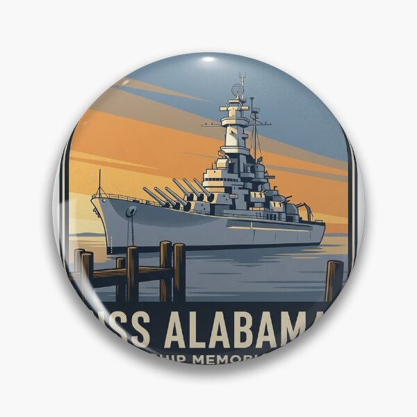Item preview, USS Alabama Battleship Broadside Vintage Travel Badge Sticker designed and sold by DetourDgn.