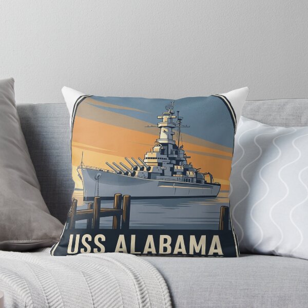 Item preview, USS Alabama Battleship Broadside Vintage Travel Badge Sticker designed and sold by DetourDgn.