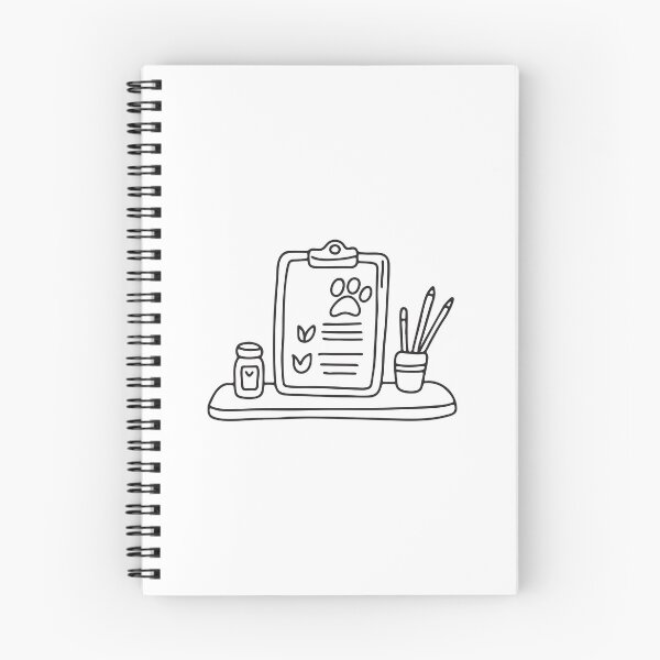 Item preview, doodle illustration of a pet medical record board placed on doodle illustration of a work desk designed and sold by rasagamastore.