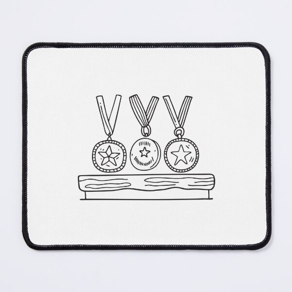 Item preview, doodle illustration of a medal set arranged neatly on doodle illustration of a wooden shelf designed and sold by rasagamastore.
