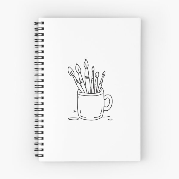 Item preview, doodle illustration of a cup holding various brushes for painting designed and sold by rasagamastore.
