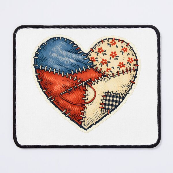 Item preview, Handmade Patchwork Heart Sewing Textile Art T-Shirt designed and sold by Naviora.
