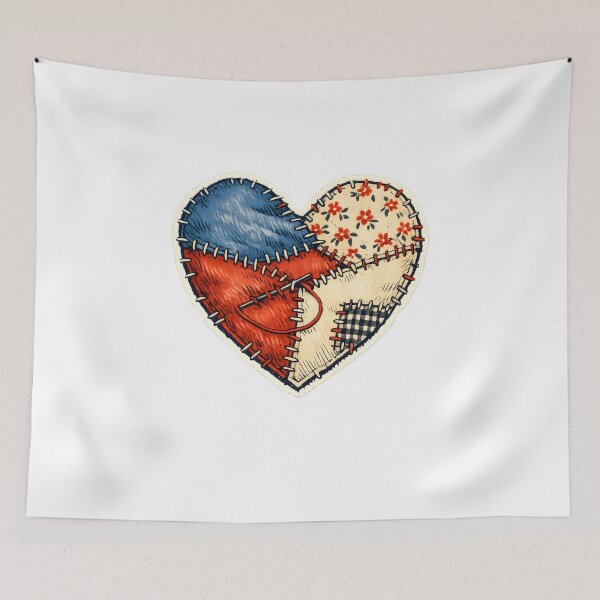 Item preview, Handmade Patchwork Heart Sewing Textile Art T-Shirt designed and sold by Naviora.