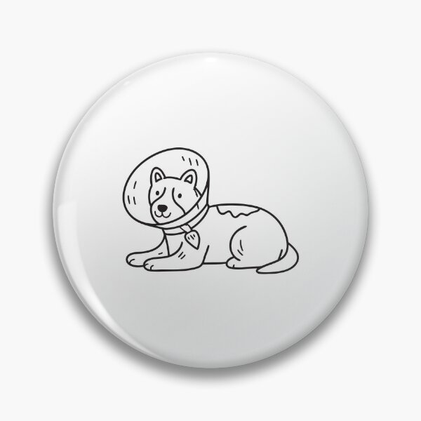 Item preview, doodle illustration of a canine wearing doodle illustration of a protective collar on the floor designed and sold by rasagamastore.