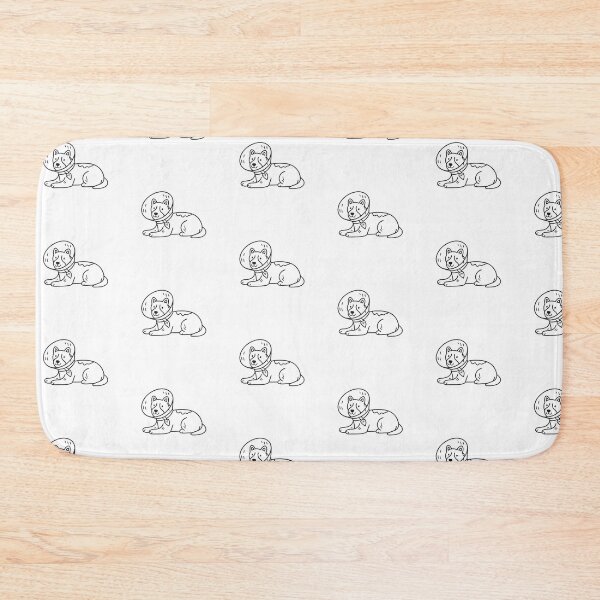 Item preview, doodle illustration of a canine wearing doodle illustration of a protective collar on the floor designed and sold by rasagamastore.