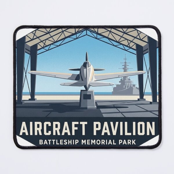 Item preview, Aircraft Pavilion Battleship Memorial Park Mobile Alabama Sticker designed and sold by DetourDgn.