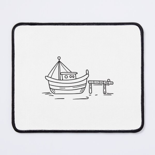 Item preview, doodle illustration of a fishing craft fastened to the harbor pier designed and sold by rasagamastore.