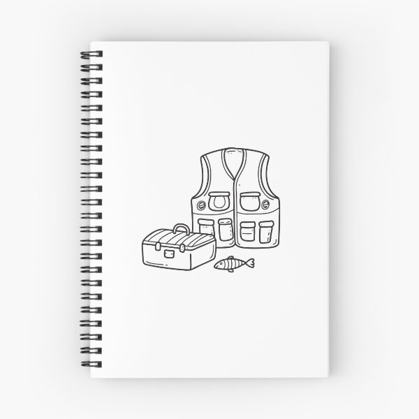 Item preview, doodle illustration of a fishing vest resting next to doodle illustration of a tackle box designed and sold by rasagamastore.