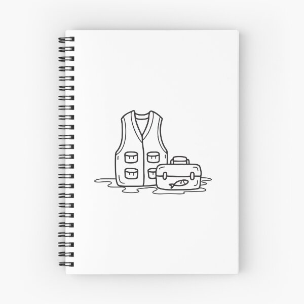 Item preview, doodle illustration of a tackle box placed beside doodle illustration of a fishing vest designed and sold by rasagamastore.