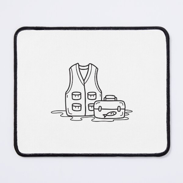 Item preview, doodle illustration of a tackle box placed beside doodle illustration of a fishing vest designed and sold by rasagamastore.