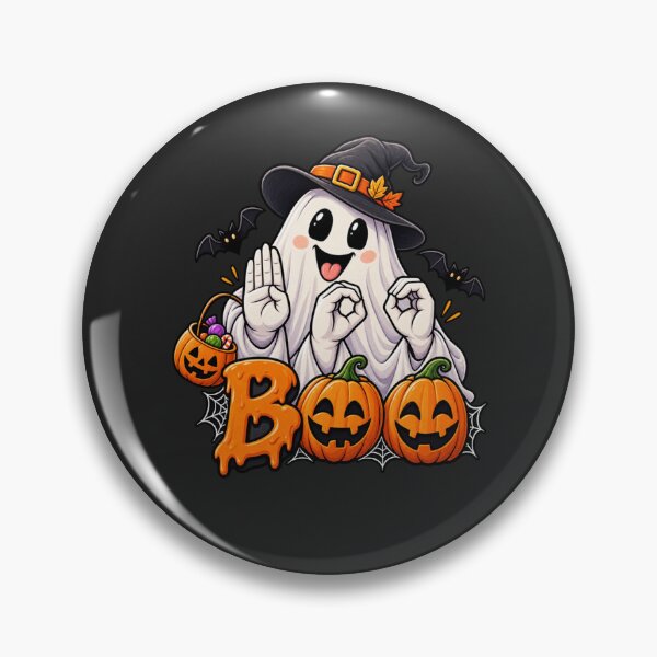 Item preview, Cute Ghost ASL Boo Sign Language Deaf Halloween Pumpkin designed and sold by TaraxDoolittle.