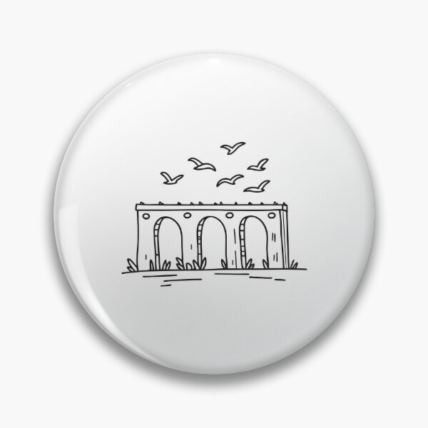 Item preview, Birds gliding below doodle illustration of a concrete viaduct designed and sold by rasagamastore.