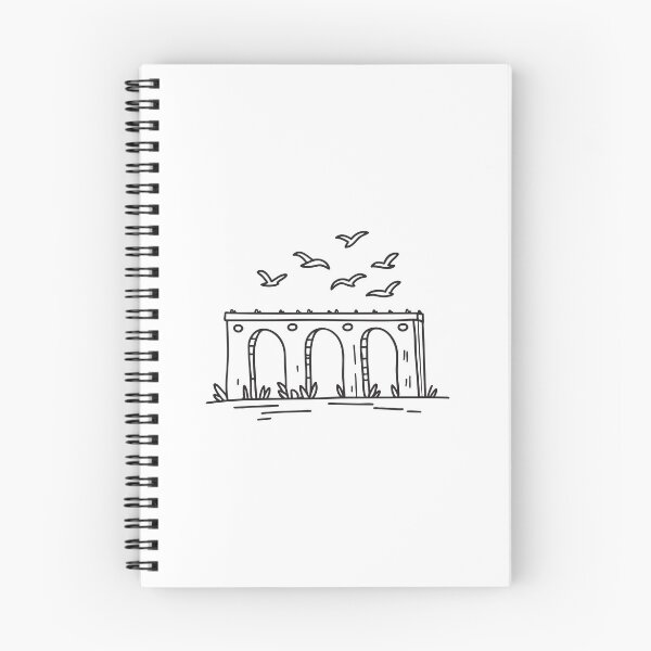 Item preview, Birds gliding below doodle illustration of a concrete viaduct designed and sold by rasagamastore.