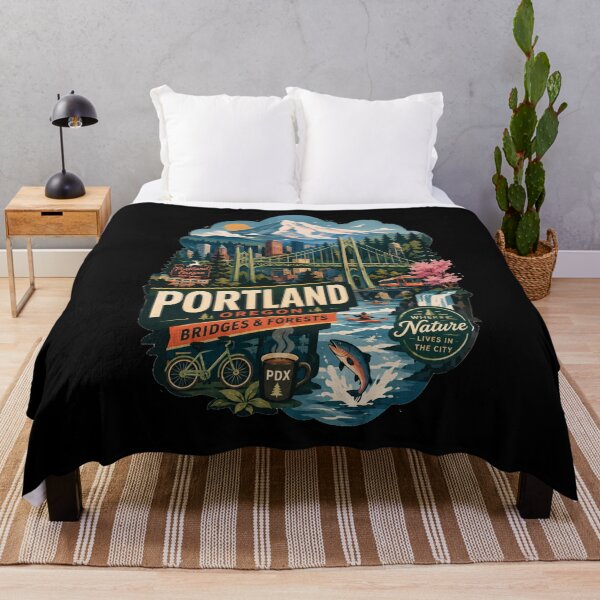 Item preview, Portland Oregon | Pacific Northwest Bridges & Forests Vintage Illustration designed and sold by Dikshant Goyal.