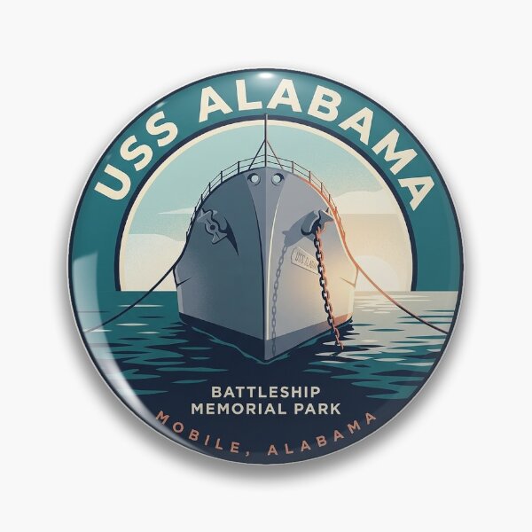 Item preview, USS Alabama Battleship Bow Circular Travel Badge Sticker designed and sold by DetourDgn.