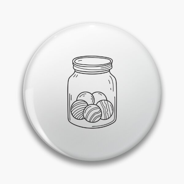Item preview, doodle illustration of a jar of marbles placed on doodle illustration of a wooden shelf designed and sold by rasagamastore.