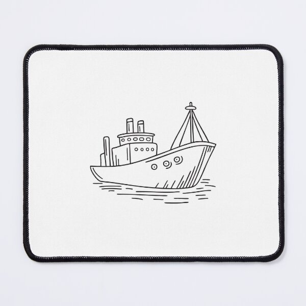 Item preview, doodle illustration of a cargo ship moored alongside doodle illustration of a harbor dock designed and sold by rasagamastore.