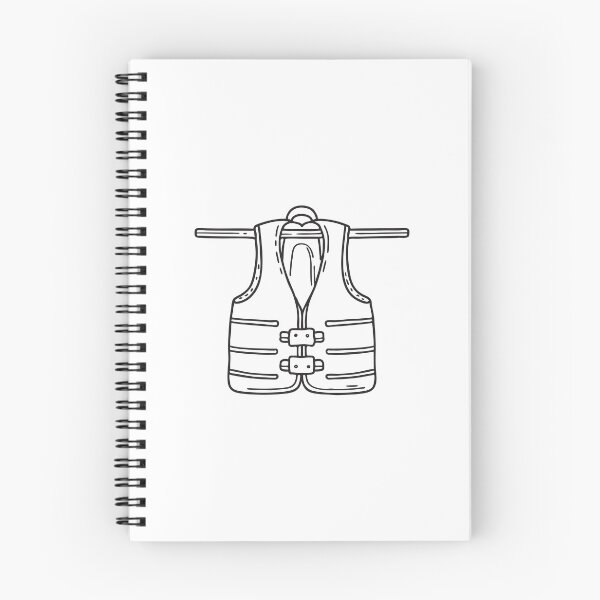 Item preview, doodle illustration of a life vest draped over doodle illustration of a boat’s safety rail designed and sold by rasagamastore.