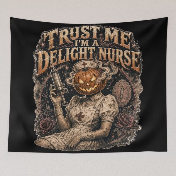 Item preview, Delight Nurse Pumpkin Head Vintage Horror Halloween Soft Grunge designed and sold by Yellowriversss.