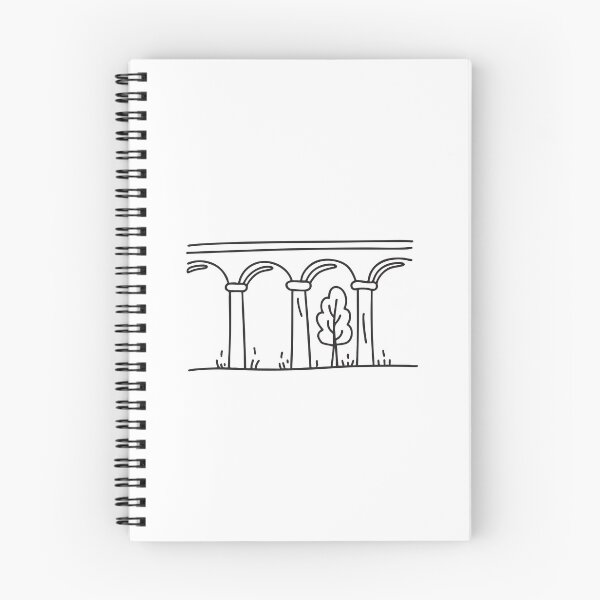 Item preview, doodle illustration of a solitary tree standing next to doodle illustration of a viaduct pillar designed and sold by rasagamastore.
