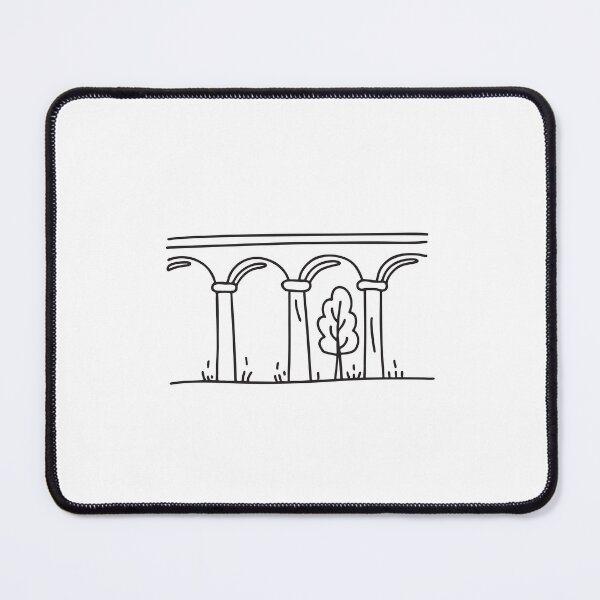 Item preview, doodle illustration of a solitary tree standing next to doodle illustration of a viaduct pillar designed and sold by rasagamastore.