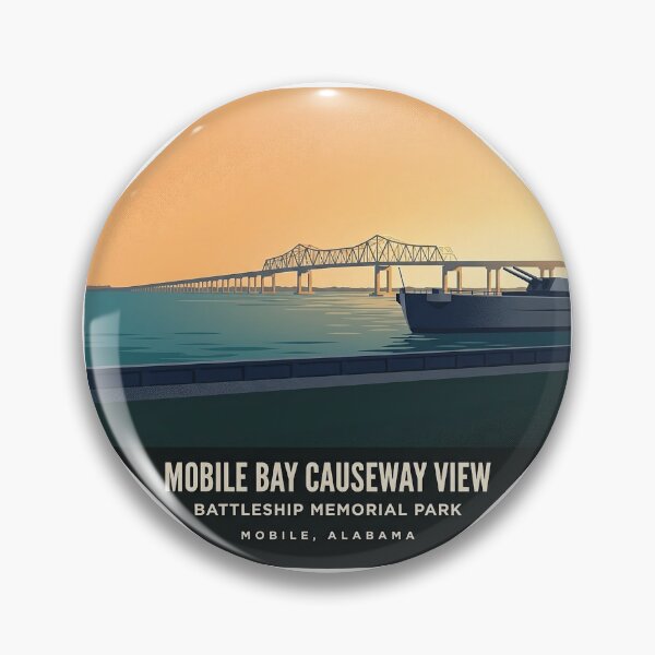 Item preview, Mobile Bay Causeway View Battleship Park Sticker designed and sold by DetourDgn.