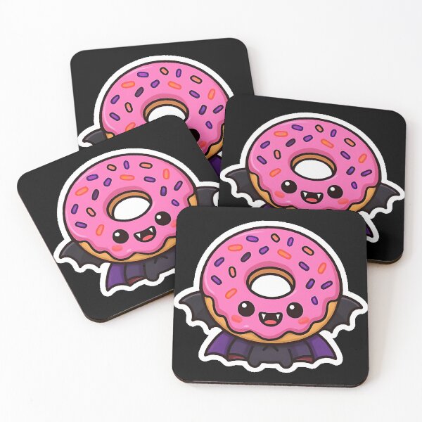 Item preview, Cute Chibi Vampire Donut Kawaii Halloween Dessert Character designed and sold by SmartyWonders.
