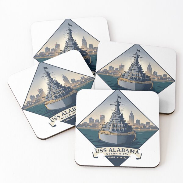 Artikelvorschau, USS Alabama Heckansicht Mobile Skyline Wappen Aufkleber entworfen und verkauft von DetourDgn.