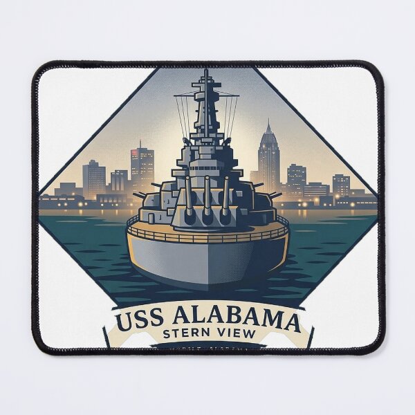 Item preview, USS Alabama Stern View Mobile Skyline Crest Sticker designed and sold by DetourDgn.