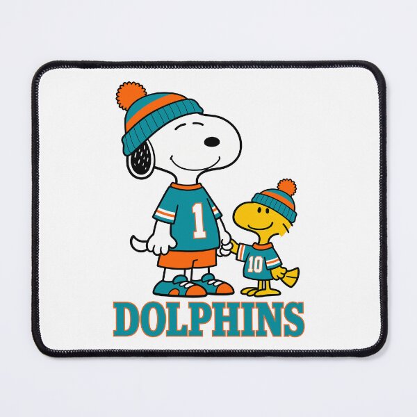 Item preview, Snoopy & Woodstock Miami Dolphins Football Retro F215 designed and sold by GLUVY-THEME.