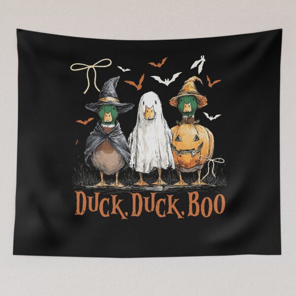 Item preview, Duck Duck Boo Ghost Vampire Pumpkin Goose Retro Halloween designed and sold by TaraxDoolittle.