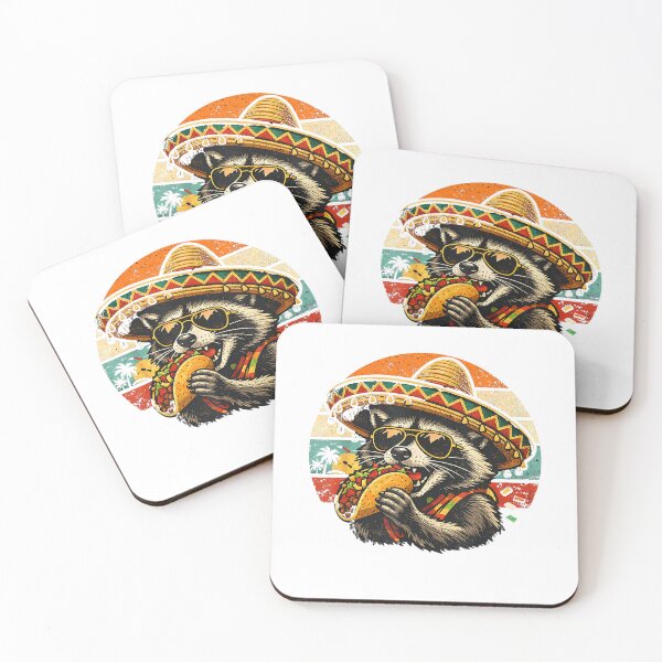 Item preview, Funny Raccoon Eating Taco Retro Sombrero Graphic Man Woman T-Shirt designed and sold by VibeCrafteria.