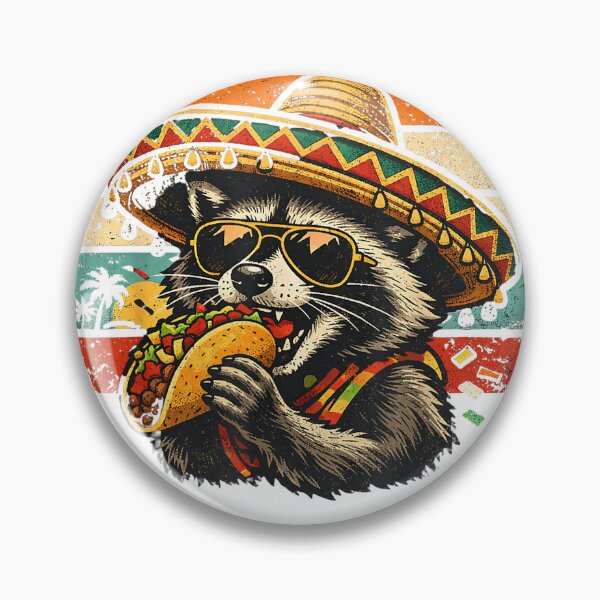 Item preview, Funny Raccoon Eating Taco Retro Sombrero Graphic Man Woman T-Shirt designed and sold by VibeCrafteria.