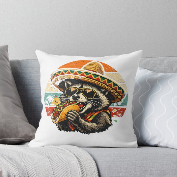 Item preview, Funny Raccoon Eating Taco Retro Sombrero Graphic Man Woman T-Shirt designed and sold by VibeCrafteria.